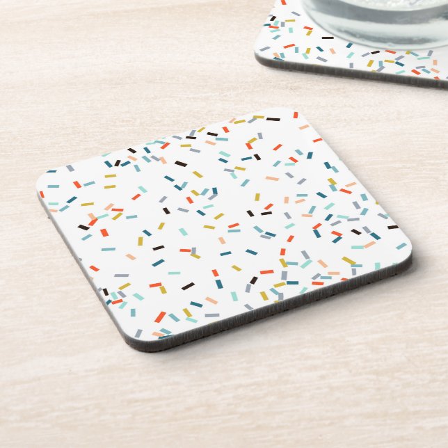 Farbiges Confetti Fall Pattern Getränkeuntersetzer (Linke Seite)
