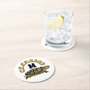 Farbiges Cumberland Slider-Monogramm Runder Pappuntersetzer