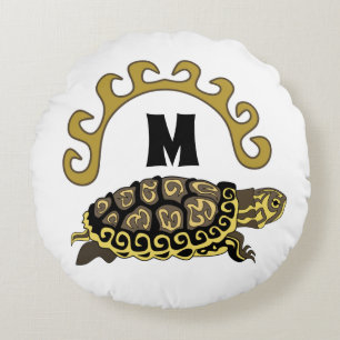 Farbiges Cumberland Slider-Monogramm Rundes Kissen