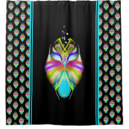 Farbiges Cyan und schwarzes Owl Duschvorhang