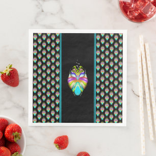 Farbiges Cyan und schwarzes Owl Serviette