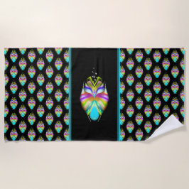 Farbiges Cyan und schwarzes Owl Strandtuch