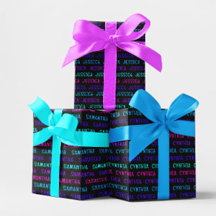 Farbiges Cyberpunk-Namensmuster Geschenkpapier Set