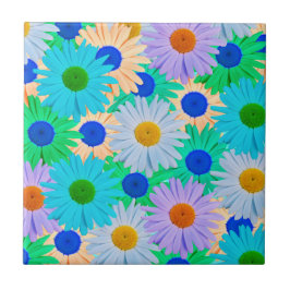 Farbiges Daisy Blume Muster Fliese