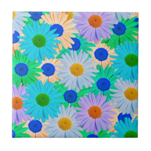 Farbiges Daisy Blume Muster Fliese
