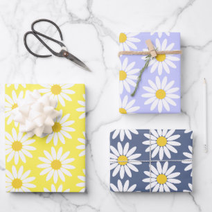 Farbiges Daisy Wrapping Paper mit flachem Set von Geschenkpapier Set