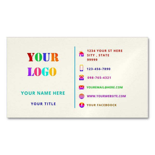 Farbiges Design, benutzerdefiniertes Logo, Busines Magnetische Visitenkarte (Vorderseite)