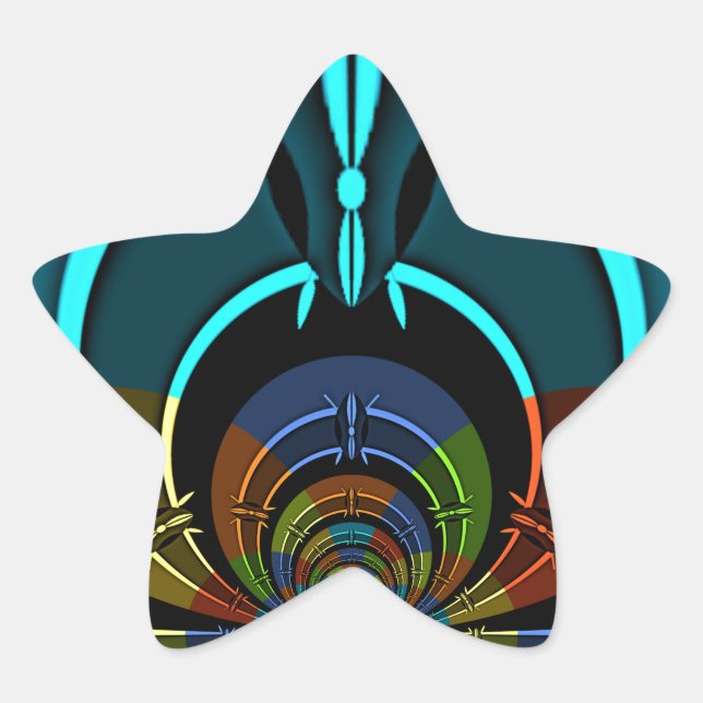 Farbiges Design des Maasai Shield Stern-Aufkleber (Vorderseite)