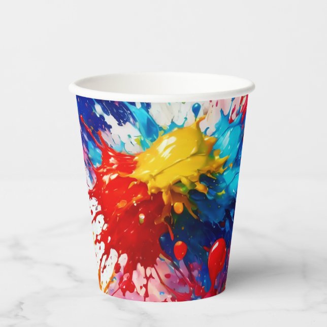 Farbiges Design von Nassfarben Pappbecher (Vorderseite)
