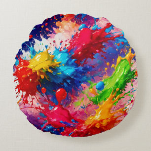 Farbiges Design von Nassfarben Rundes Kissen