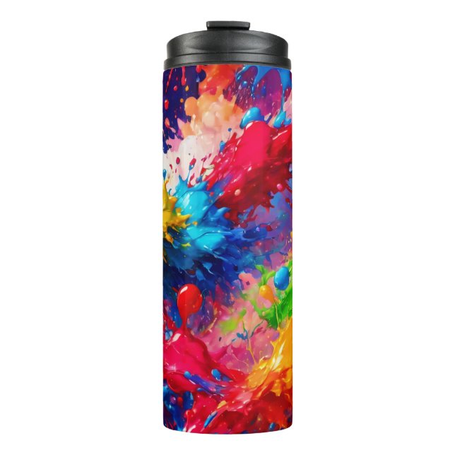 Farbiges Design von Nassfarben Thermosbecher (Vorderseite)