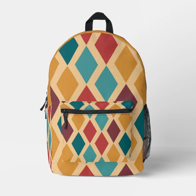 Farbiges Diamantmuster Bedruckter Rucksack (Vorderseite)