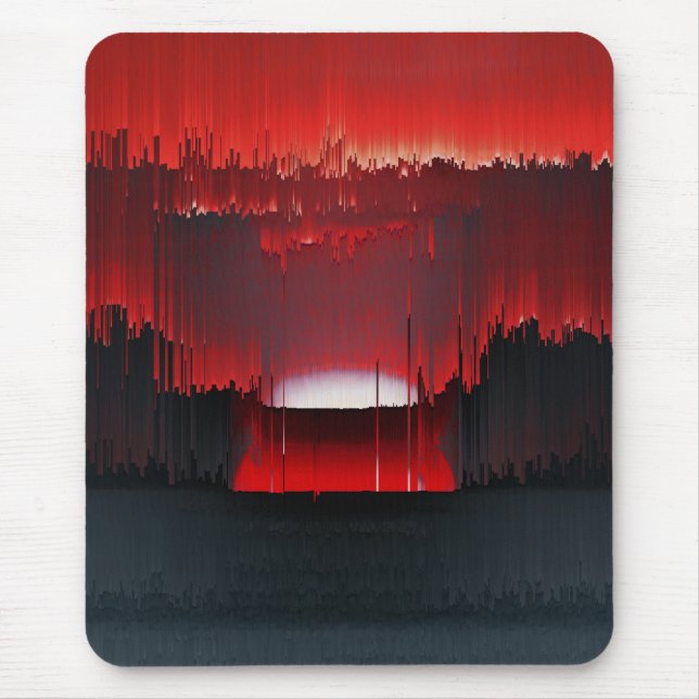Farbiges digitales Sonnenuntergangs-Glitch Mousepad (Vorne)