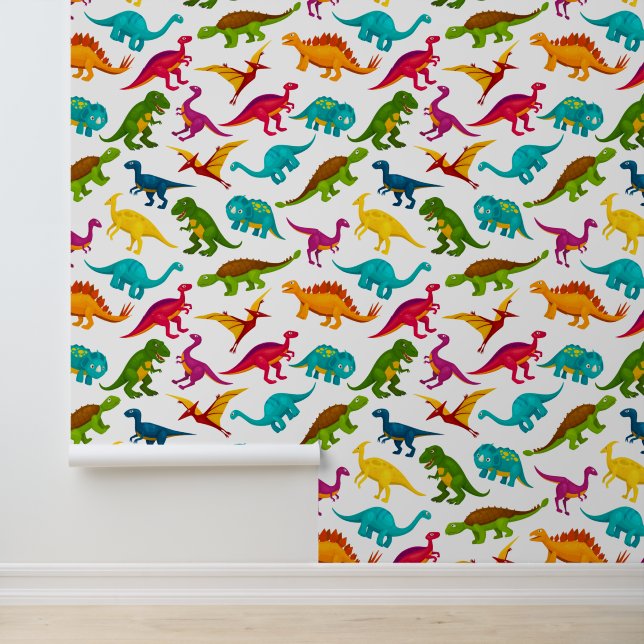 Farbiges Dinosaurier-Design Tapete (Anwendung)