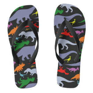 Farbiges Dinosaurier-Muster (dunkel) Flip Flops