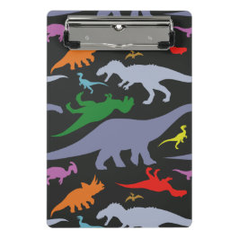 Farbiges Dinosaurier-Muster (dunkel) Mini Klemmbrett