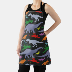 Farbiges Dinosaurier-Muster (dunkel) Schürze