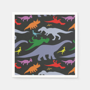 Farbiges Dinosaurier-Muster (dunkel) Serviette