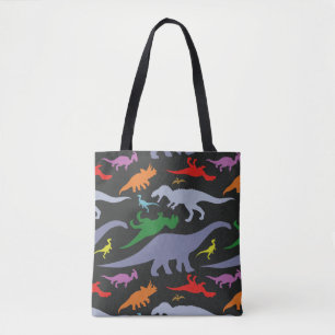 Farbiges Dinosaurier-Muster (dunkel) Tasche