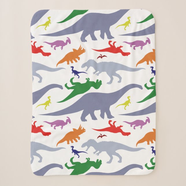 Farbiges Dinosaurier-Muster (Licht) Sherpadecke (Vorderseite)