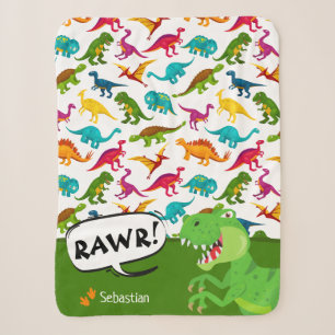 Farbiges Dinosaurier-Muster mit dem Namen T-Rex Gr Sherpadecke