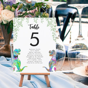 Farbiges Dinosaurier-Thema Hochzeit-Tischplan