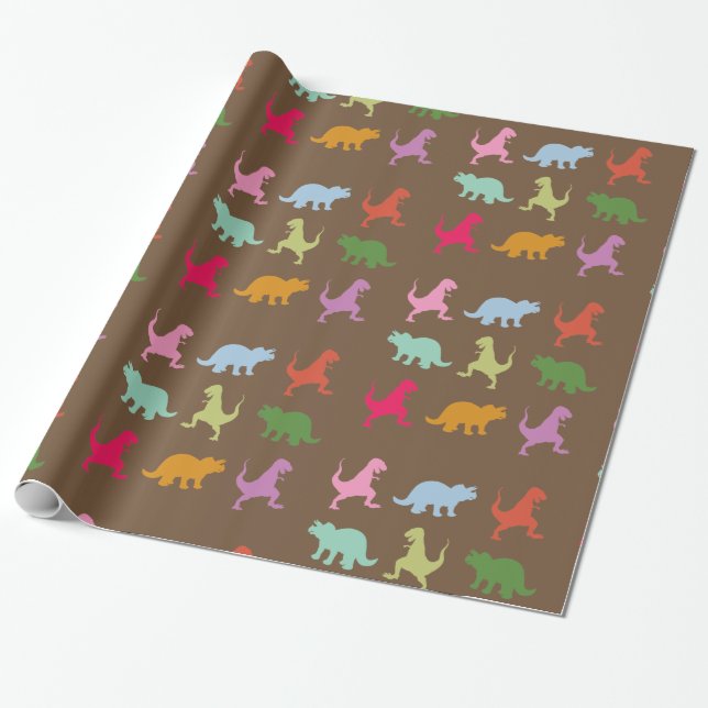 Farbiges Dinosaurier-Wrapping Paper Geschenkpapier (Ungerollt)