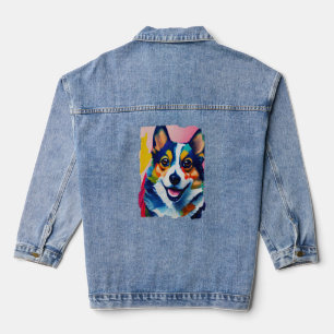 Farbiges Dog-Portrait - Corgi-Malerei Jeansjacke