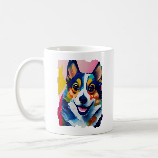 Farbiges Dog-Portrait - Corgi-Malerei Kaffeetasse (Links)