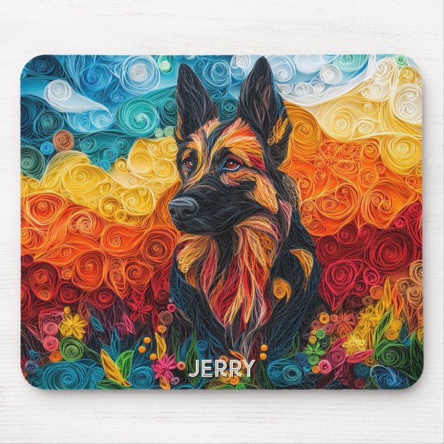 Farbiges Dog Portrait Mousepad (Vorne)