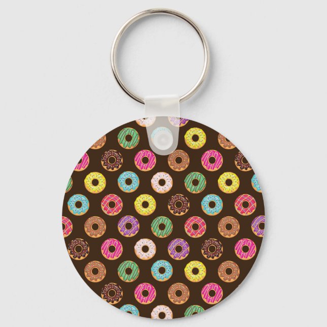Farbiges Donut Muster in Schokolade Schlüsselanhänger (Vorderseite)