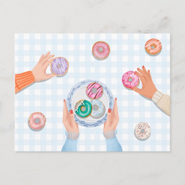 farbiges Donut-Party Postkarte (Vorderseite)