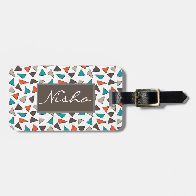 Farbiges Dreieck-Muster Gepäckanhänger (Vorderseite horizontal)