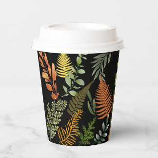 Farbiges dunkles Fern Botanisches Blattpapier Pappbecher