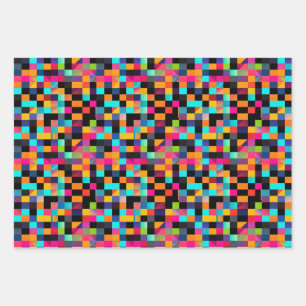 Farbiges, dynamisches geometrisches Muster Geschenkpapier Set