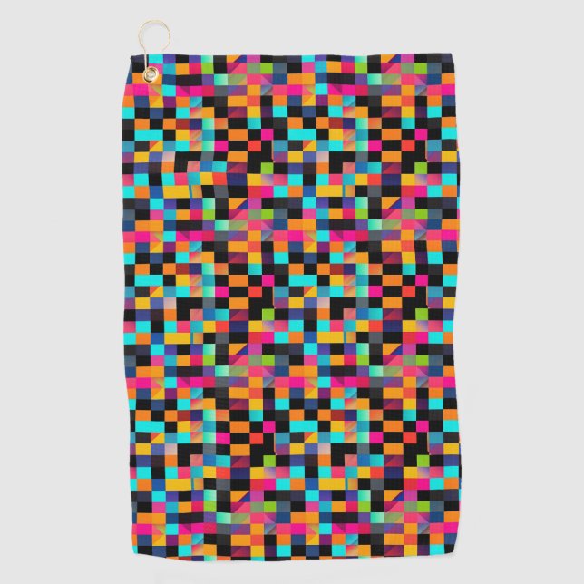 Farbiges, dynamisches geometrisches Muster Golfhandtuch (Vorderseite)