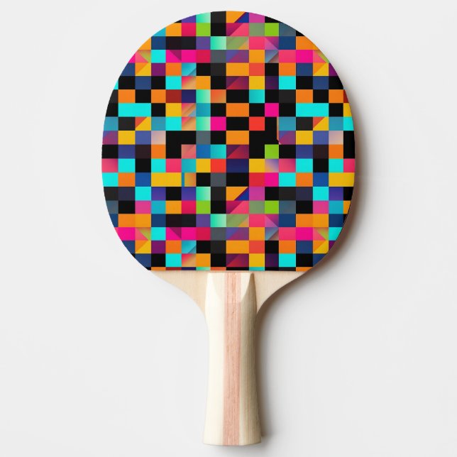 Farbiges, dynamisches geometrisches Muster Tischtennis Schläger (Vorderseite)