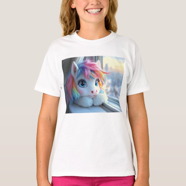 Farbiges Einhorn-Foto T-Shirt (Vorderseite)
