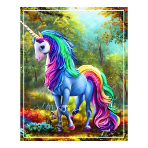 Farbiges Einhornpferd im Wald-46567 Fotodruck