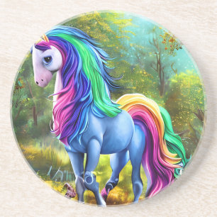 Farbiges Einhornpferd im Wald-46567 Getränkeuntersetzer