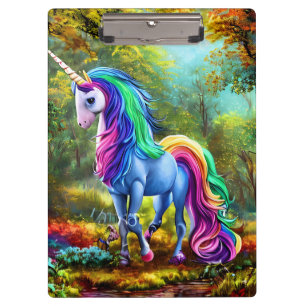 Farbiges Einhornpferd im Wald-46567 Klemmbrett