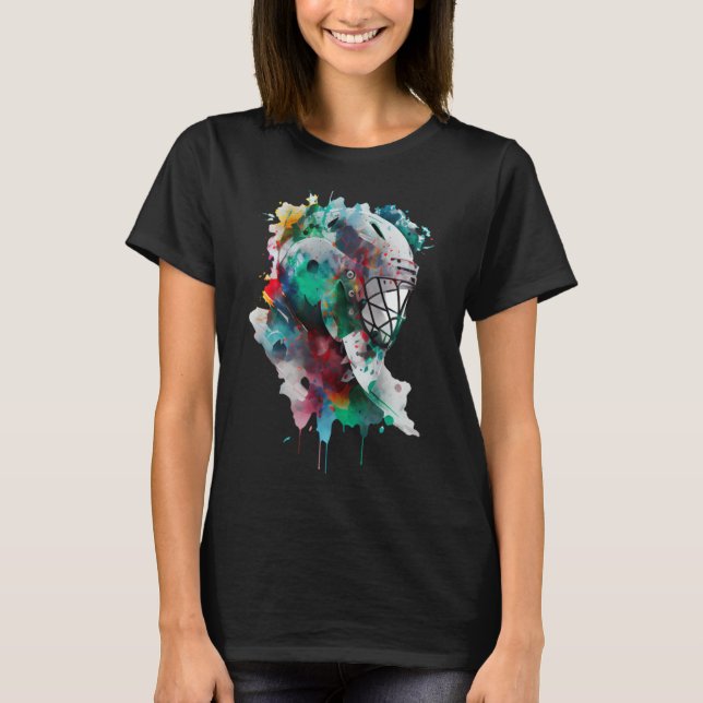 Farbiges Eishockeyspieler Eishockeyschlägereis T-Shirt (Vorderseite)