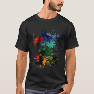 Farbiges Eishockeyspieler Eishockeyschlägereis T-Shirt