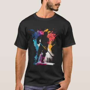 Farbiges Eishockeyspieler Eishockeyschlägereis T-Shirt