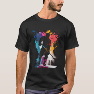 Farbiges Eishockeyspieler Eishockeyschlägereis T-Shirt