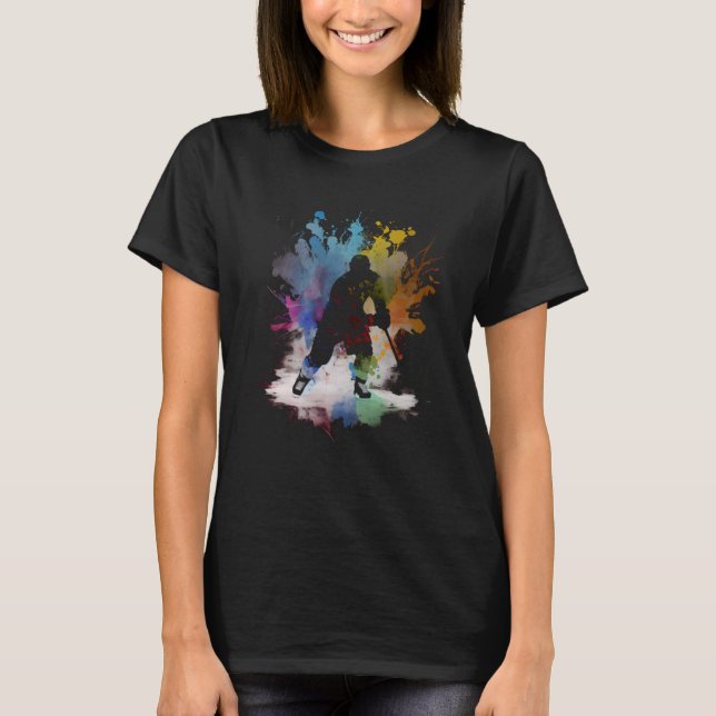 Farbiges Eishockeyspieler Eishockeyschlägereis T-Shirt (Vorderseite)