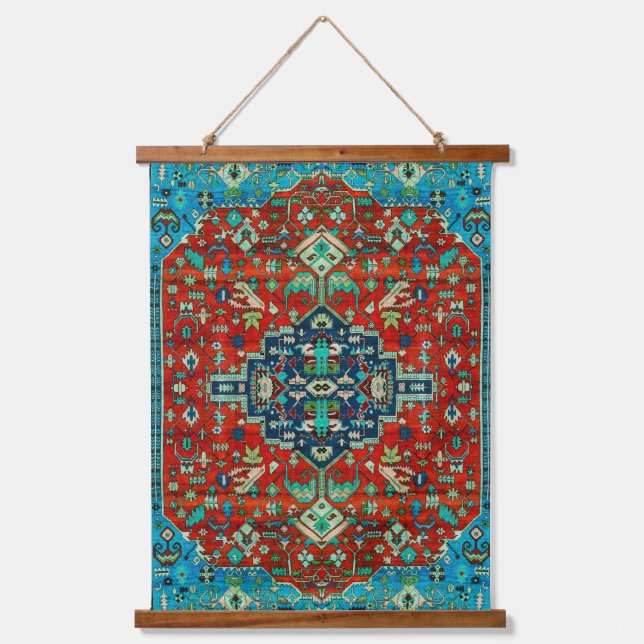 Farbiges Ethnic-Rug-Design Wandteppich Mit Holzrahmen (Vorderseite)