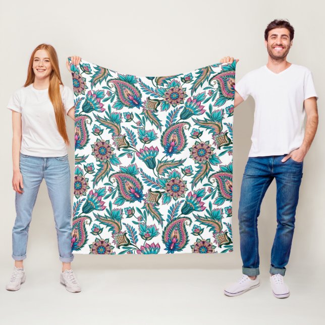 Farbiges ethnisches Paisley-Muster Fleecedecke (Beispiel)