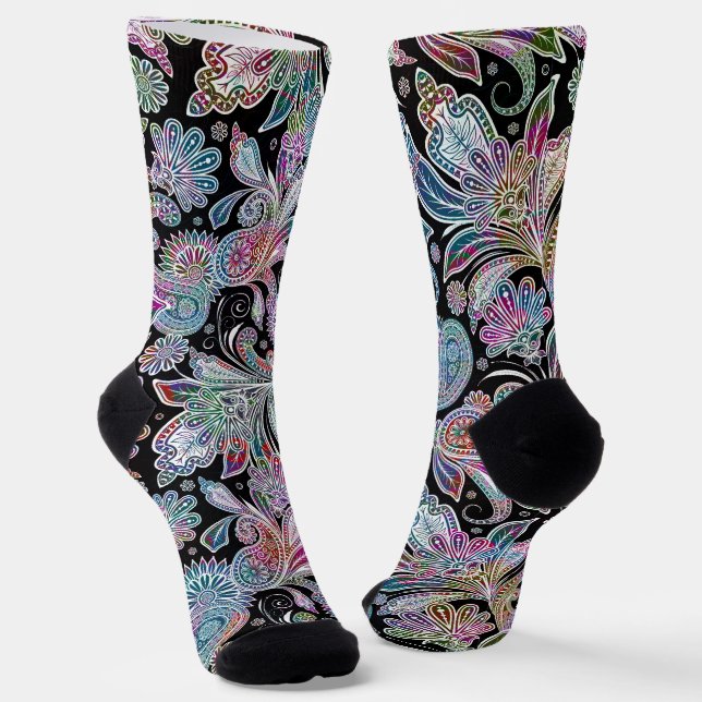 Farbiges ethnisches Paisley-Muster Socken (Gewinkelt)