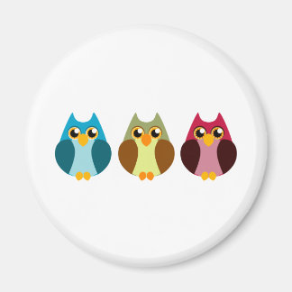 Farbiges Eule-Trio Magnet